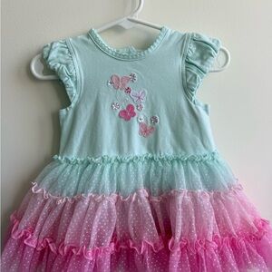Little Me Mint and Pink Ruffled Dress 6m